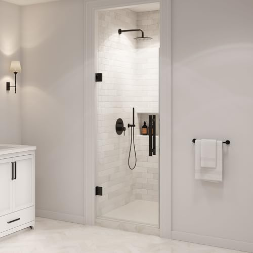 OVE Decors Panama 30 1/8 to 30 11/16 in. W x 72 in. H Alcove Frameless Pivot Hinge Shower Door in Black, 2025