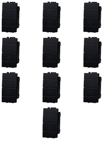 10 MODULI PULSANTE DOPPIO SALISCENDI, NERO, COMPATIBILE CON BTICINO LIVING, PER TAPPARELLE AVVOLGIBILI, MODULI E FRUTTI 100% COMPATIBILI, MATERIALI DI ALTA QUALITA'
