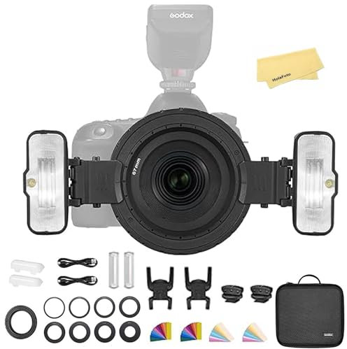 Godox MF12 MF12-K2 2.4GHz 12W TTL Macro Flash,Kit Deux Lumières avec Batterie Lithium 3.7V/1700mAh,0.01-1.7s Temps de Recharge,Compatible avec Nikon Sony Canon Fuji Olympus Panasonic