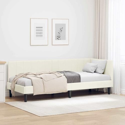 vidaXL Modern Corner Bed Frame with Velvet Headboard – Minimalist and Contemporary Design Bedroom Furniture Elegant and Stable