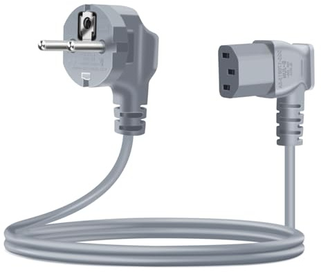 YINGAYOU Cable Alimentación Schuko IEC C13 10A 250V Cable IEC C13 a Schuko Codo para PC, Monitor, UPS, Impresora, Servidores (Gris, 1.5 m)