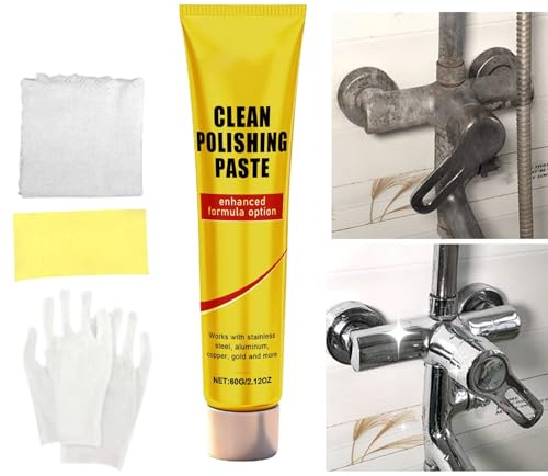 Edelstahl Reiniger - 60g Tiefenreinigung Langzeit Creme,Paste Zur Entfernung Von Silberanlauf Und Reinigung,für Silber Gold Silberbesteck Bronze Aluminium Schmuck Kochgeschirr