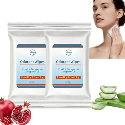 Lingettes déodorantes de voyage pour femmes et hommes, Lingettes nettoyantes pour le corps adultes, Déodorant pour tout le corps, Lingettes déodorantes féminines individuellement emballées (2)