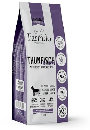 Farrado Lamm & Thunfisch - Hundetrockenfutter für ausgewachsene Hunde Aller Rassen - getreidefrei, glutenfrei, zuckerfrei (4kg)