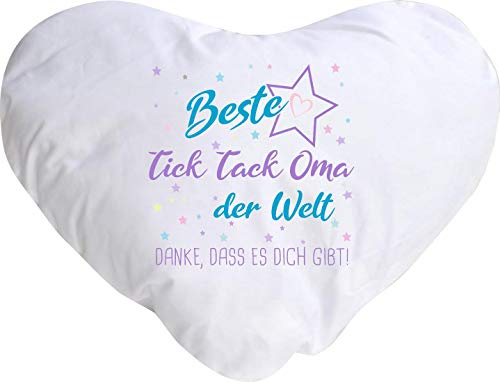 Shirtinstyle Kissen, Beste Tick Tack Oma der Welt, Danke, DASS es Dich gibt! Kuschelkissen Sofa Kissen, Herzform
