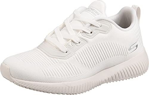 Skechers Women's Bobs Squad Tough Talk Sneakers, White Engineered Knit, 3 UK