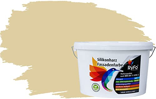 RyFo Colors Silikonharz Fassadenfarbe Lotuseffekt Trend Weißtöne Elfenbein 10l - bunte Fassadenfarbe, weitere Weiß Farbtöne und Größen erhältlich, Deckkraft Klasse 1