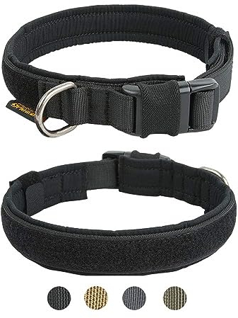 EXCELLENT ELITE SPANKER Welpenhundehalsband Nylon Verstellbares Hundehalsband Weiches gepolstertes Hundehalsband für kleine Hunde Haustier(Schwarz-S)
