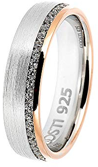 DOOSTI Partnerring/Freundschaftsring BICOLOR 925/- Silber – inkl. Gratis Gravur (54 (17.2))