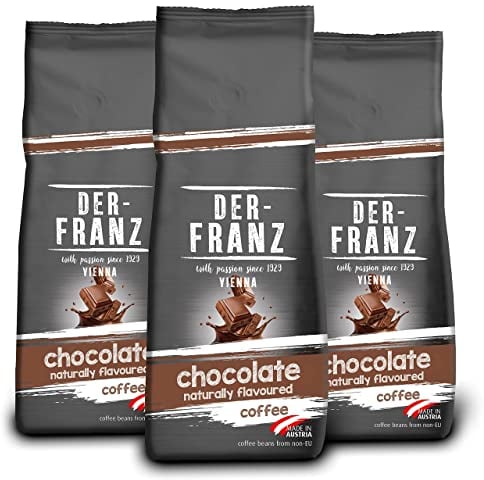Der-Franz Café, Arômes de Chocolat, Café d'Arabica et de Robusta en grains, 3 x 500 g