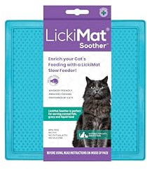 LickiMat Classic Soother Cat Slow Feeders Lick Mat, Boredom Anxiety Reducer; Perfect for Food, Treats, Yogurt, or Peanut Butter. Fun Alternative to a Slow Feed Cat Bowl or Dish, Turquoise