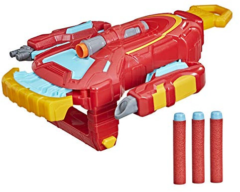 Marvel Avengers Mech Strike Iron Man Strikeshot Gauntlet Role Play Toy with 3 NERF Darts, Pull Handle to Expand, for Kids Ages 5 and Up