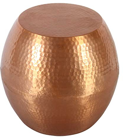 Casa Moro Orientalischer Hocker Beistelltisch Mohan Kupfer aus Aluminium Ø 45cm x Höhe 41cm | Hammerschlag Optik | runder Couchtisch gehämmert modern Sofatisch | TSV9020