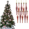 Simply Products 10 Droplet Baubles - Great Christmas Tree Decoration, Matte & Glitter Icicle Baubles (Rose Gold Glitter & Matte)