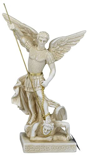 Saint St. Michael Erzengel besiegt Luzifer Statue Skulptur Steinguss