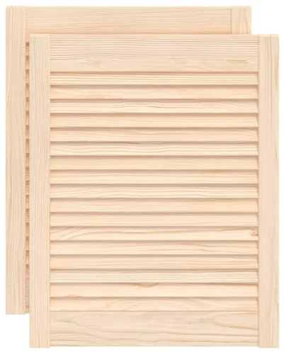 vidaXL 2X Madera Maciza de Pino Puertas de Persianas con Celosía Rejilla Armario Tablillas Guardarropa Separador Decoración 61,5x49,4cm