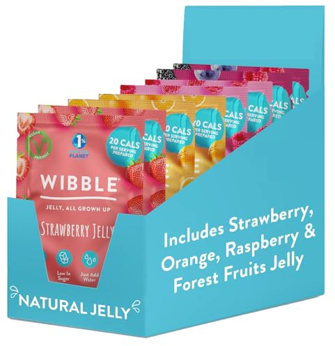 Wibble Natural Crystals, 8 pack, Variety Pack, Quick Set, Low Sugar, Plant-Based, Low Calorie, Jello, Jelly Powders, Serves 4, Vegan Jelly Powder, Vegetarian Jello, Sweets, Vegan Sweets 57g