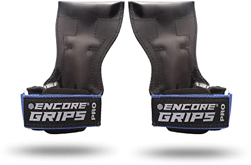 Professional Grips Zughilfen mit Handgelenk Handbandage für Fitness Bodybuilding Gewichteheben Kraftsport Krafttraining Lifting Gewichte Training Handschuhe Griffe Gym Equipment (L, Blau)