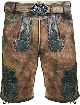 Edelnice Trachtenmode hochwertige Kurze Trachtenlederhose aus Ziegenleder Florian Gr. 56
