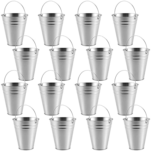 MUKLEI Paquete de 16 Cubos de Metal galvanizado de 4.5 Pulgadas con asa