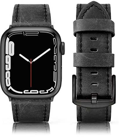 Tuocal Cuir Véritable Bracelet Compatible avec Bracelet Apple Watch 38mm 40mm 41mm 42mm(Series10) Homme Femme, de Remplacement Bracelet Compatible avec iWatch Series 10 9 8 7 6 5 4 3 2 1 SE