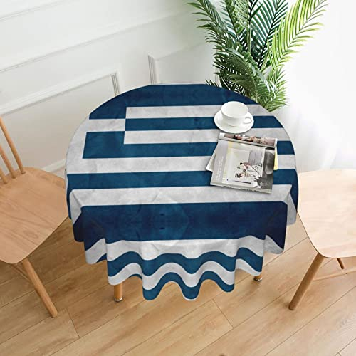 Runde Tischdecke mit griechischer Flagge => waschbare Polyester-Tischdecke, perfekt für Buffet-Tische, Partys, Urlaubsessen. - 152 cm.
