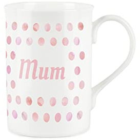 Pink Polka Dots Spots Mum Mug - Fine Bone China Gift/Present Mug for Mum