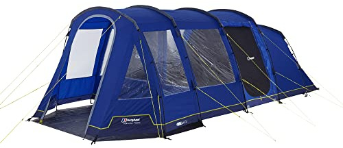 Berghaus Adhara 700 Nightfall 7 Man Tent with Darkened Bedroom, Spacious Living Area & Sewn in Groundsheet. 7 Person, Easy to Pitch, Tunnel, Ideal for Family Camping & Festivals, 6000mm HH