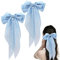 Bekecidi Lot de 2 Pinces à Cheveux Nœud pour Femmes - Couleur Unie Papillon Épingle à Cheveux Long Ruban - Accessoires de Fixation Simples pour Femmes Filles