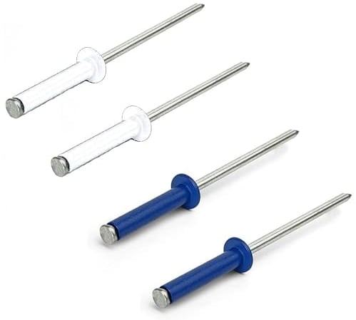 Kit 4 rivets pour fixation plaque d'immatriculation scooter moto quad, 2 rivets bleus et 2 rivets blancs pour plaques d'immatriculation