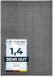 andiamo Teppich Arezzo waschbar Wohnzimmer Esszimmer pflegeleichter eleganter gemütlicher Wohnzimmerteppich Fellteppich einfarbig 80 x 150 cm anthrazit