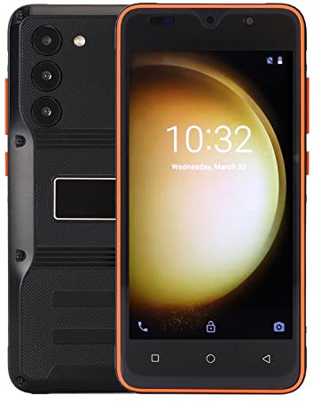 Entsperrtes, Robustes 5,0-Zoll-Telefon für Android 10, 4 GB, 32 GB, Unterstützt 2,4 G WIFI, Gesichtsentsperrung, FHD, Lange Akkulaufzeit, 3G-Smartphone, 100–240 V (Schwarz)