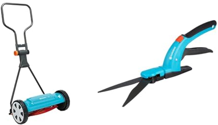 Gardena Classic Spindelmäher 400: Handrasenmäher mit 40cm Arbeitsbreite & Comfort Grasschere: Hochwertige Schere mit Wellenschliff-Schneidmesser
