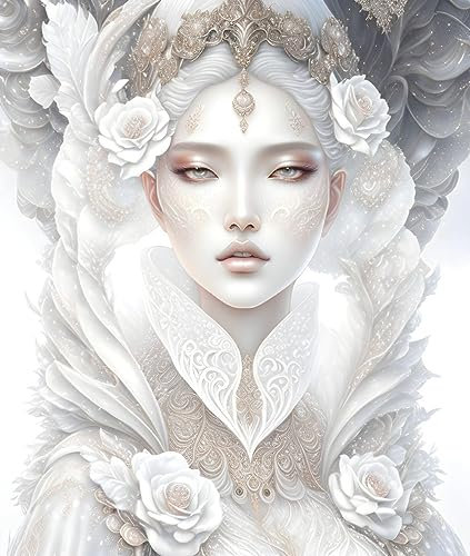 AgaaTi Leinwanddrucke Malerei Malerei Poster Diva in kunstvoller weißer Kleidung für Wohnzimmerdekoration 60x90cm