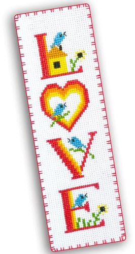 Povitrulya Counted Cross Stitch Kit - DIY Kits for Adults or Kids - Funny Embroidery Bookmark - Easy to Use - Craft Collection (Love Birds)