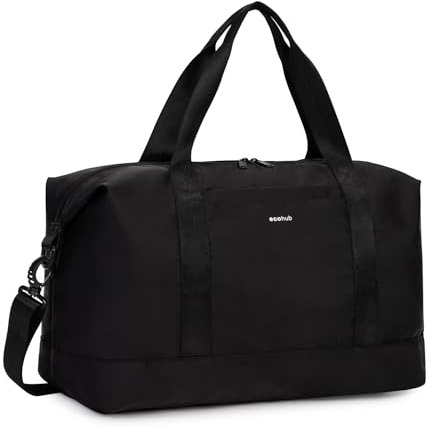 ECOHUB Easyjet Cabin Bag 45x36x20 for Women, Removable Wet Pocket | Carry On Bag, Underseat Hand Luggage, Water-Resistant Overnight Hospital Weekend Bag, Trolley Sleeve, 30L, Black