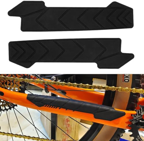 CYSKY Fahrrad Kettenschutz Silikon Aufkleber 2 Stück, Fahrrad Rahmen Kettenstrebe Schutz, 3M Kleber Backing Klebrig Gut, Langlebig, Leicht (Regulärer Stil)
