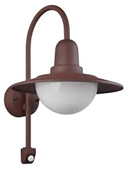 lightling Newman Außenwandleuchte, IP44, mit Bewegungsmelder, Höhe: 45,5 cm, Länge: 30 cm, rostfarbig, Druckguss Aluminium, ohne Leuchtmittel, E27, max: 40W