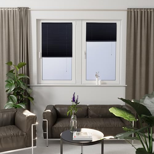 K-Home® Klebe-Plissee Schwarz Lichtschutz B50 x H130 cm