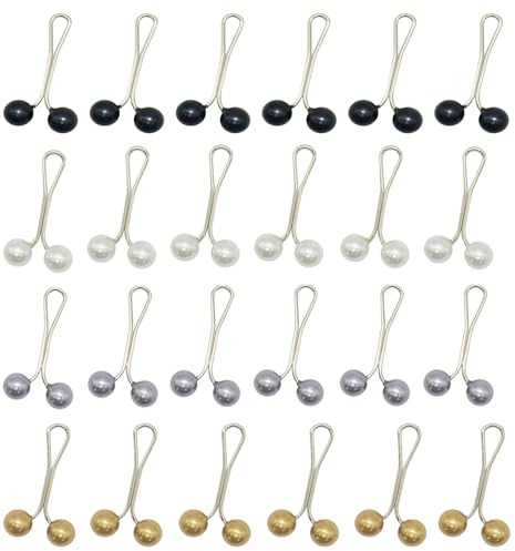 BOBOZHONG Muslim Hijab Pins Clips,24 Stück Perlen Clips Schal Pin Kopftuch Schal Perlen Clips, Schmuck Schalclip,Schal Perle Clips Pin, Sicherheitsnadel Brosche für Damen Muslimische Schals, Hijabs