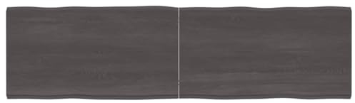 Camerina Tischplatte 180x50x(2-4) cm Massivholz Behandelt Baumkante Schreibtischplatte geeignet für höhenverstellbare Schreibtische, Esstisch