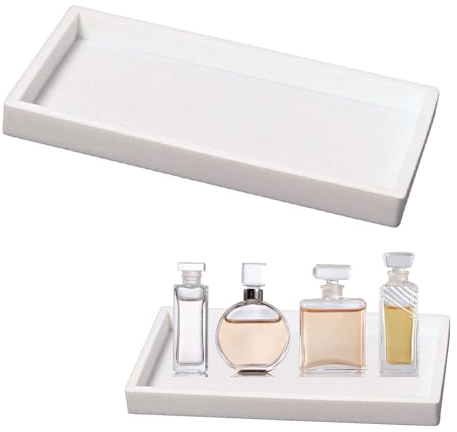 TUKNN Bandeja Organizadora para Baño, Bandejas de Baño, Bandeja Rectangular, Bandeja Baño, Bandeja Almacenamiento Baño, Fregadero de Cocina Y Bandeja de Silicona para Baño, Blanco, DCDV34
