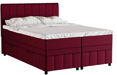 PANDA MÖBEL Homesy Avalon Boxspringbett 140x200 cm, Doppelbett inklusive Matratze und Topper, Polsterbett mit Bettkasten, Komfortables Boxspringbett für das Schlafzimmer, modern und stilvoll