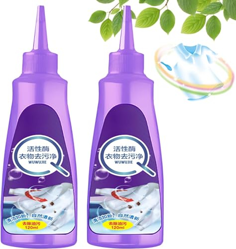 2 x Aktiv-Enzym-Wäsche-Fleckenentferner, weißer Hemd-Guardian, Kleidungsfleckenreiniger, Ölentferner, Kragenfleckenentfernungsspray