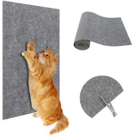 Selbstklebend Kratzmatte Katze, 40cm*2m Kratzteppich, Kratzbretter für Wand, Kratzwand Katzenkratzbretter Zum Schutz Von Sofa, Teppichen Und Möbeln - Grau