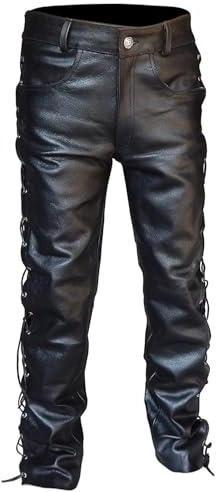 Leather Trousers Men - Slim Fit Pants Stretch Pu Faux Leather Motorcycle Biker Pants 70‘s Party Dance Disco Nightclub Pants Straight Leg Trousers Stage Club Long Trousers Stretch Tight XXXXXL Black