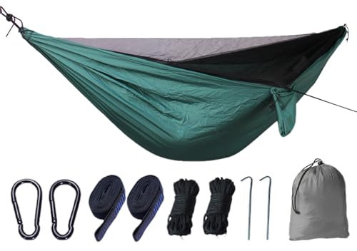 demaxiyad Camping-Hängematte mit Fliegennetz, Hängematte für Camping,Atmungsaktive Reisehängematte, stark belastbar - Hängematten-Campingausrüstung, Fallschirm-Hängemattenplane für W dnis,