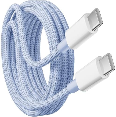 KP TECHNOLOGY 60W Fast Charger Cable For iPhone 16e / iPhone 16 / iPhone 15 / Pro/Plus/Pro Max For iPad Pro/Air/Mini, Nylon Braided Charging Cable, USB C to C Charger Cable (BLUE, 1M)