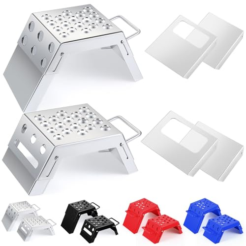 DaisyInner 2 Pcs Moto Starting Block Aid Adjustable 3-9 Starting Blocks Motorsport Foot Stool Dirt Bike Accessories for E Bikes Youth Moto Crossers Touring Motorcycles (Silver)