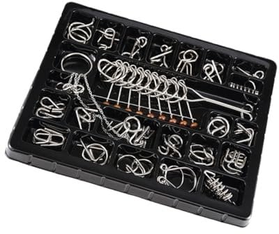 QUMIIRITY 25 Pcs Brain Puzzle Buckle Brain Teaser Puzzle Trick Iq Game Educational Game Puzzles for Adults Adultos Bent Wire Puzzle - Intelligence Puzzles Ring